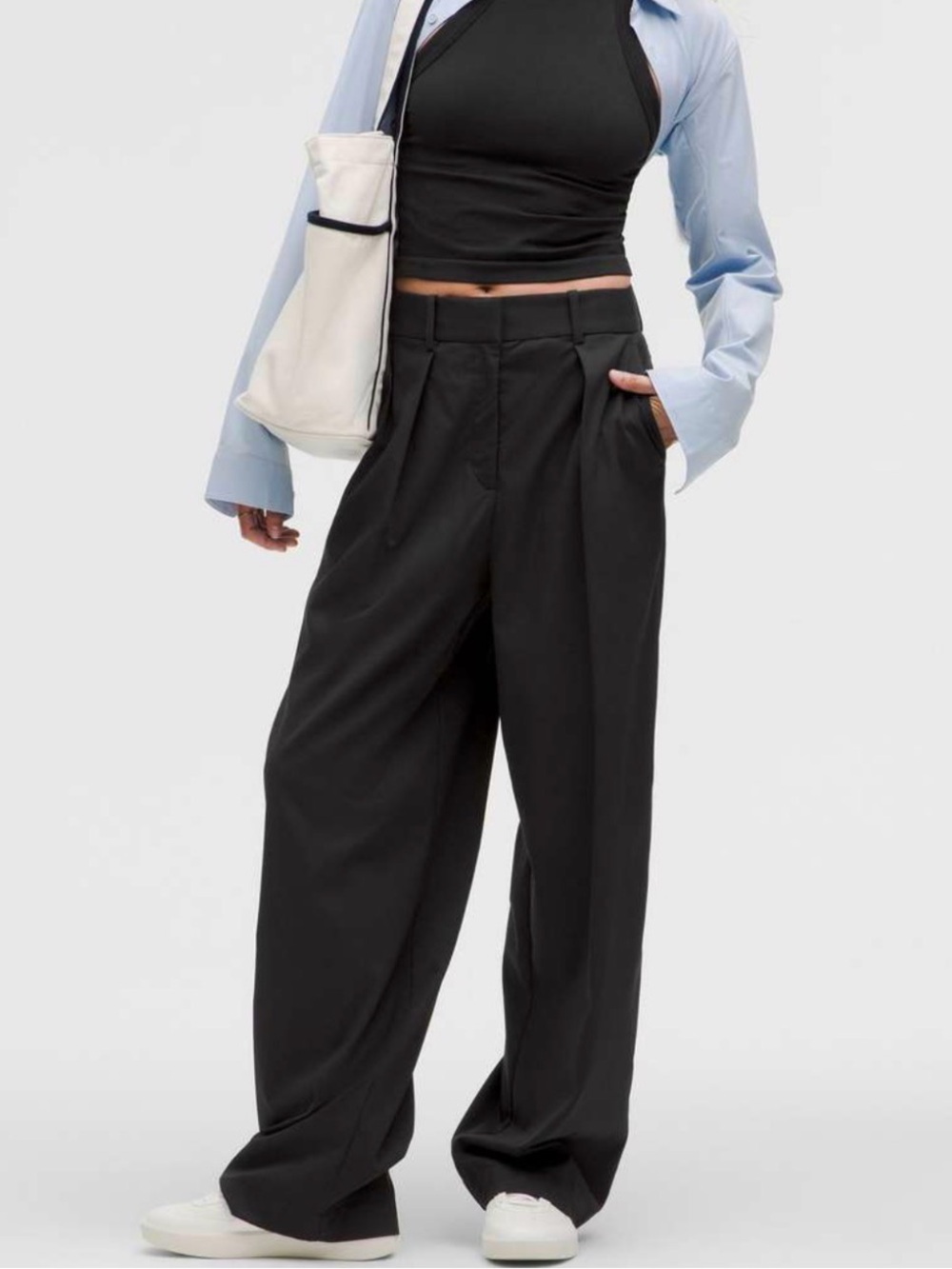 Wide-Leg High-Waist Black Trousers - Women